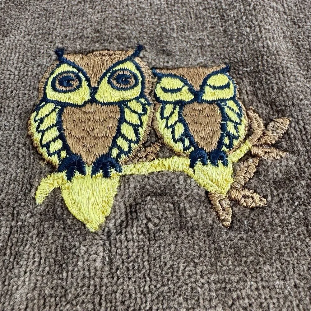 Vtg Owl Hand Towels 60s 70s Country Granny Bathroom Cabin Vanity Gift Prop